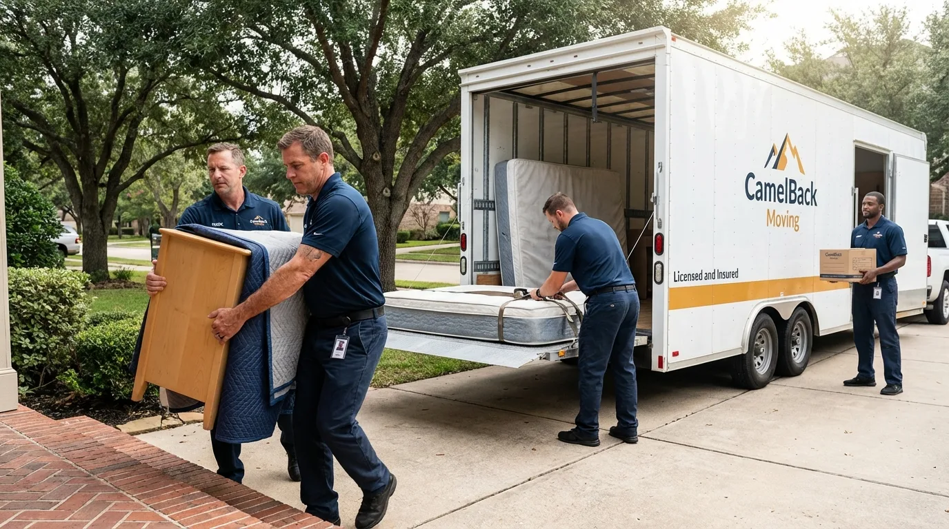 Crew loading residential truck for cross-state move from Daniels, WV