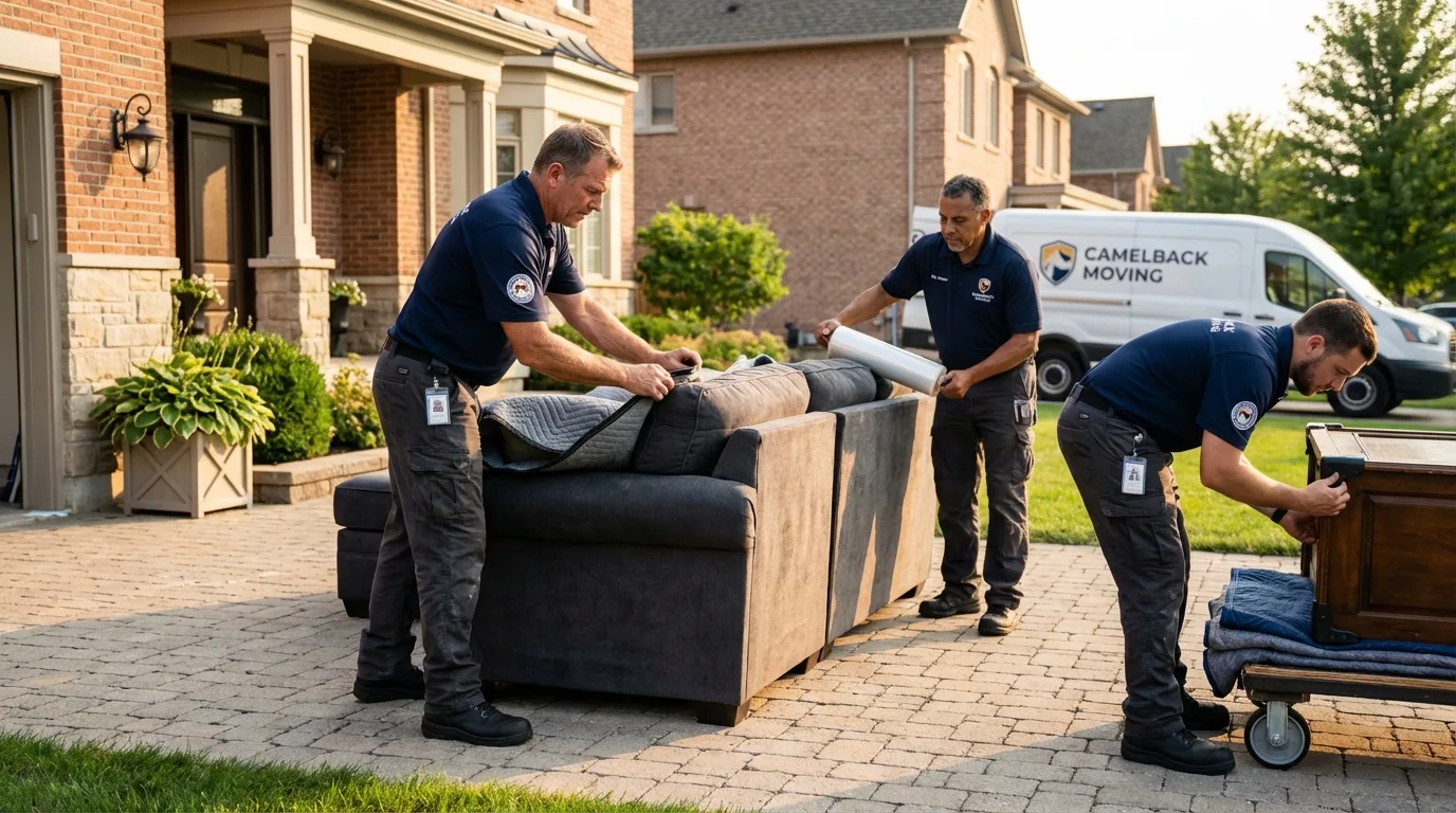 Large estate moving crew wrapping furniture in Daniels, WV